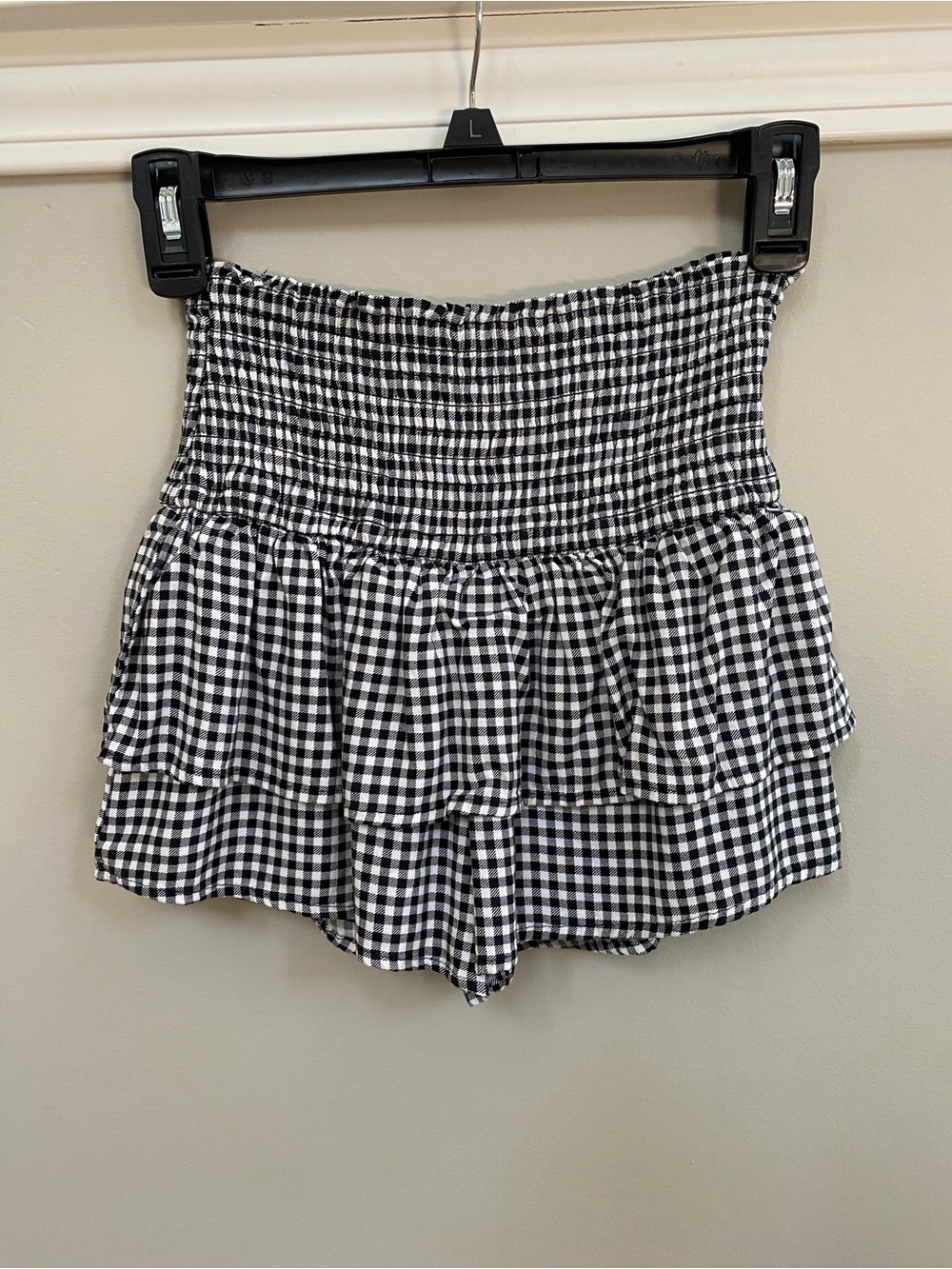 abercrombie kids Black and White Gingham Ruffle Skirt
